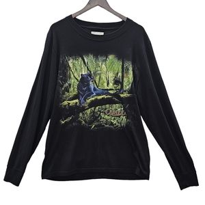 Ovadia and Sons T-Shirt Men' Size Large Black Panther Long Sleeve Graphic Print